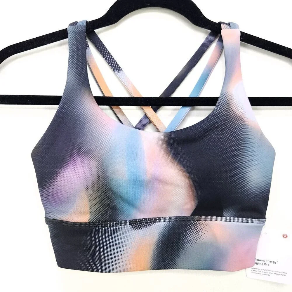 Lululemon Energy Longline Bra Size 4 Strappy Back DMTM Unique Color - Picture 3 of 15
